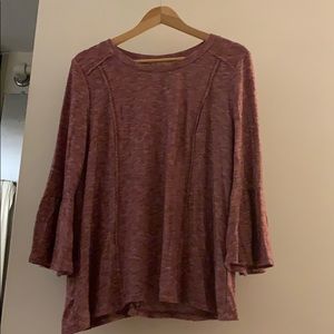 Super soft heather wine red wide sleeve shirt